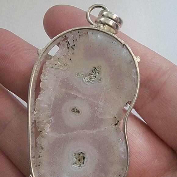 Necklace Pendants Triple Stalactite Slice Handmade Jewelry in Sterling Silver - Picture 4 of 10